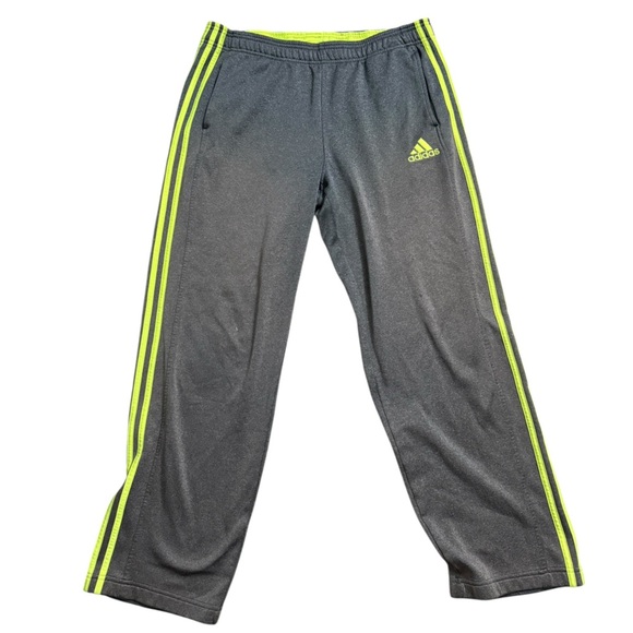 Men’s Large Adidas Sweatpants – Gray with Neon Yellow Stripes - Picture 1 of 5